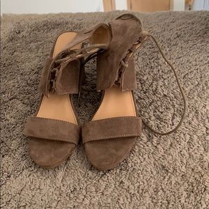 Suede lace up heels